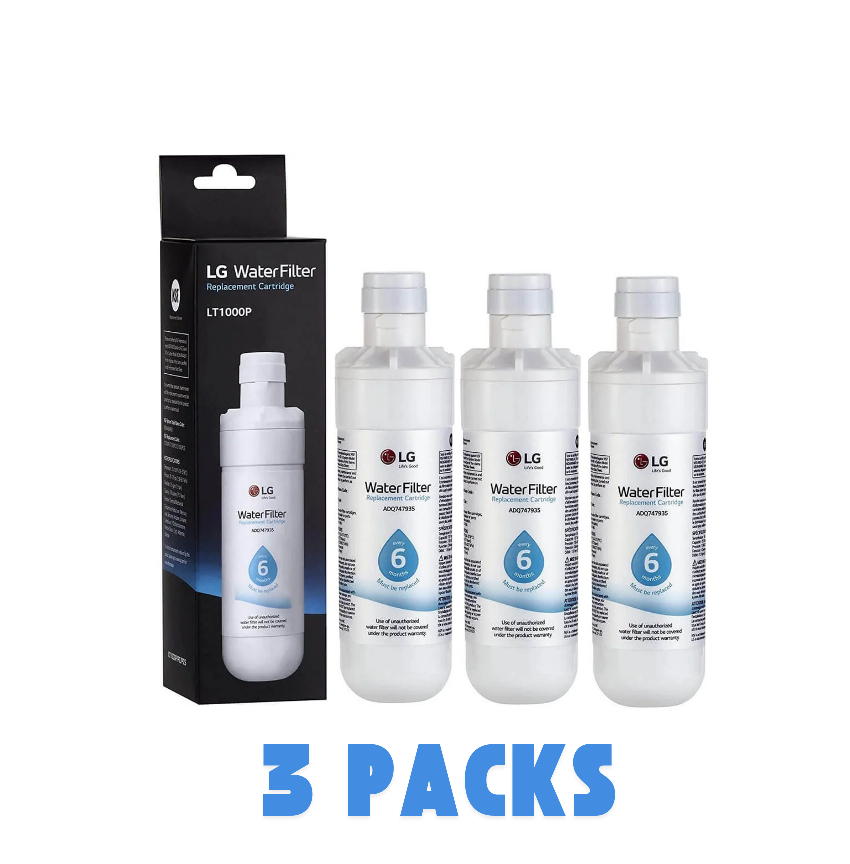 Compatible Replacement for LG LT1000P, PC/PCS ADQ747935, ADQ74793501 Refrigerator Water Filter