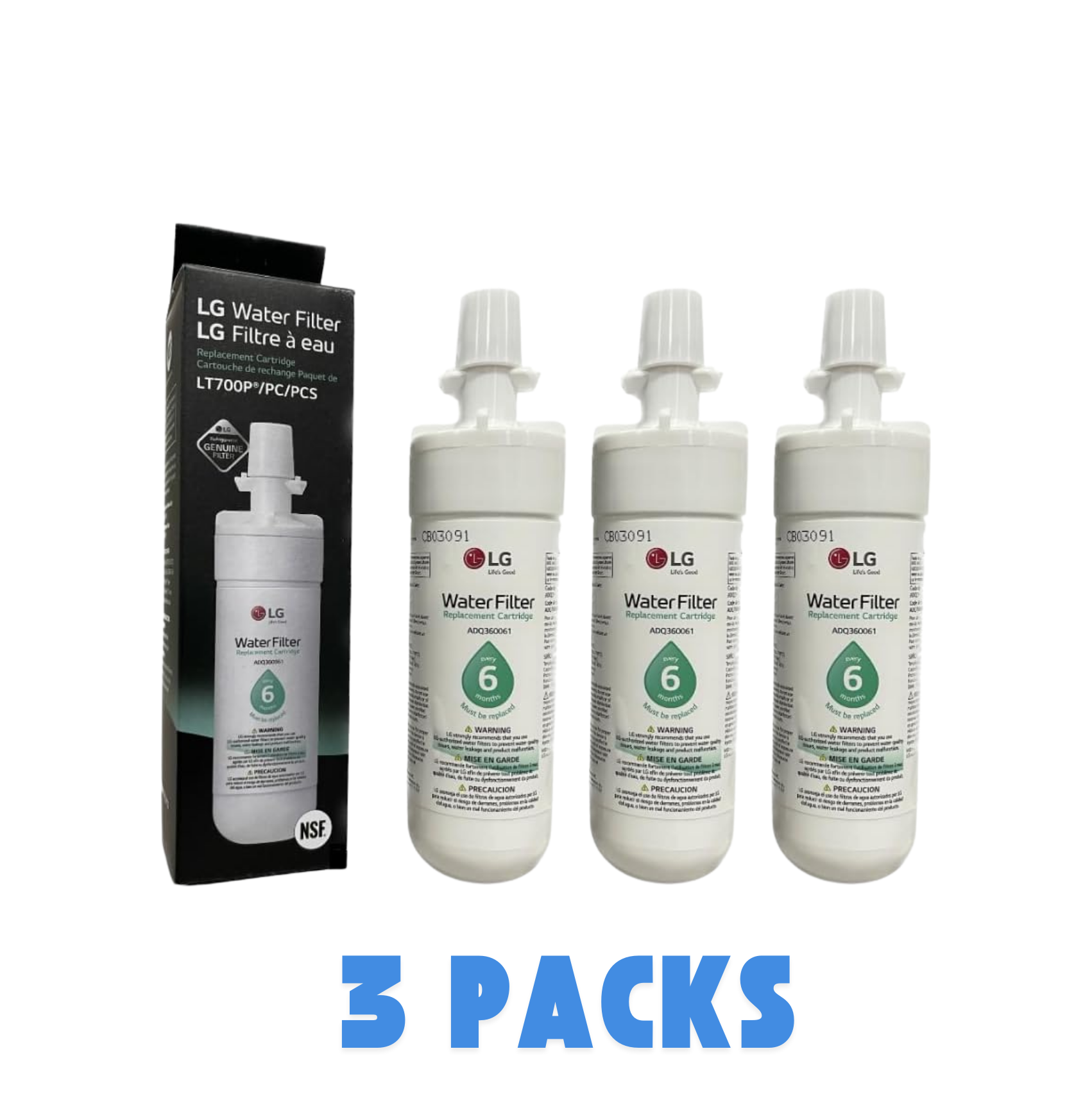 LG LT700P- 6 Month / 200 Gallon Capacity Replacement Refrigerator Water Filter (NSF42 and NSF53)