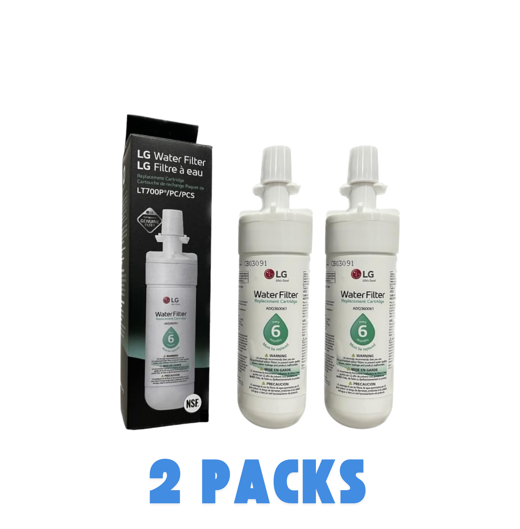 LG LT700P- 6 Month / 200 Gallon Capacity Replacement Refrigerator Water Filter (NSF42 and NSF53)